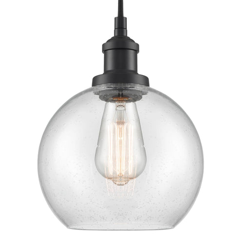Modern Seeded Glass Globe Pendant Light Kitchen Island, Black